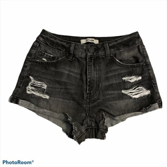 Refuge Distressed Black Shorts Size 2 - Picture 1 of 4